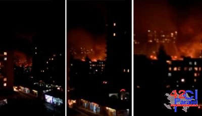 Bakıda yaşayış binasının transformatoru yandı ( VİDEO )