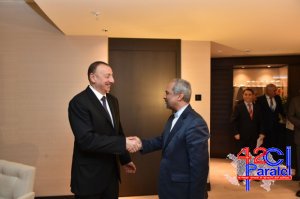 Azərbaycan prezidenti İlham Əliyev İran prezidenti Administrasiyasının rəhbəri Məhəmməd Nəhavəndian ilə görüşüb