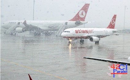 Qarlı hava İstanbul-Bakı reysini təxirə saldı