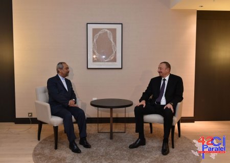 Prezident İlham Əliyev Davosda İran Prezidenti Administrasiyasının rəhbəri ilə görüşüb