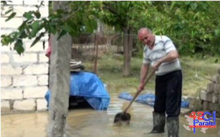 Mingəçevirdə fərdi yaşayış evlərini sel basıb